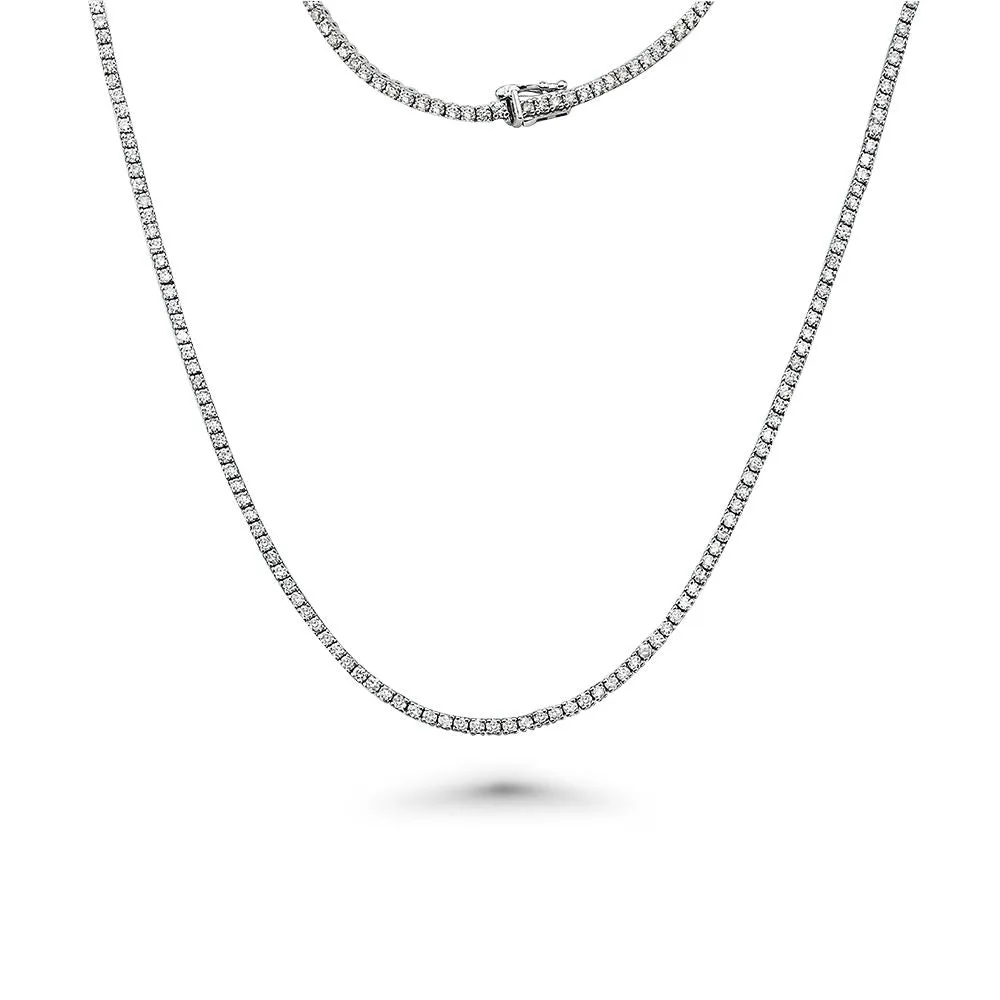 14K White Gold Tennis Round Diamonds 2.75mm 18" Luxury Chain Necklace - NEC-47210