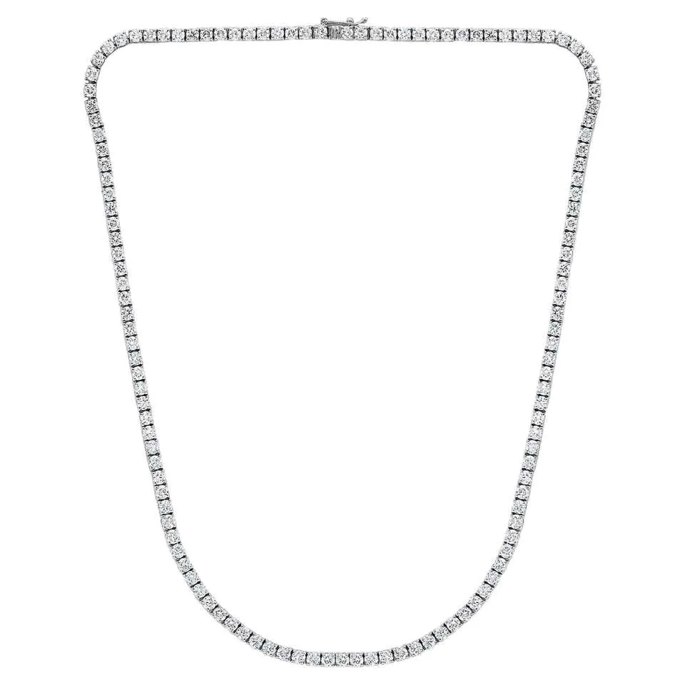 14K White Gold Tennis Round Diamonds 2.75mm 18" Luxury Chain Necklace - NEC-47210