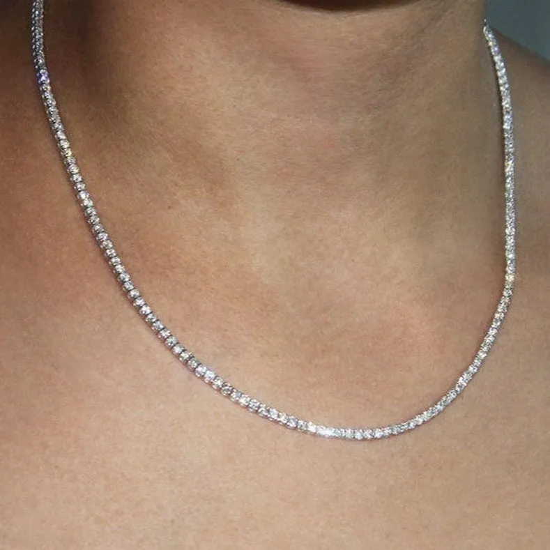 14K White Gold Tennis Round Diamonds 2.75mm 18" Luxury Chain Necklace - NEC-47210