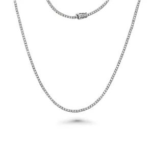 14K White Gold Tennis Round Diamonds 2.75mm 18" Luxury Chain Necklace - NEC-47210