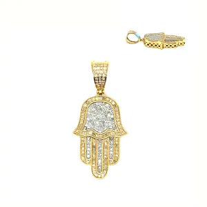 14k White Gold Two Tone Hamsa Religious Pendant - PD00215