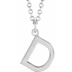 14K White Initial D Dangle 16" Necklace