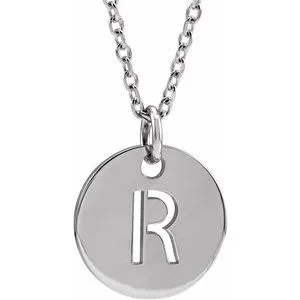 14K White Initial R 16-18" Necklace
