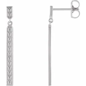 14K White Sculptural-Inspired Bar Earrings