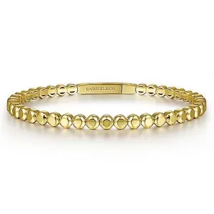 14K Y Gold Round Disk Pattern Cuff Bracelet