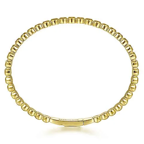 14K Y Gold Round Disk Pattern Cuff Bracelet