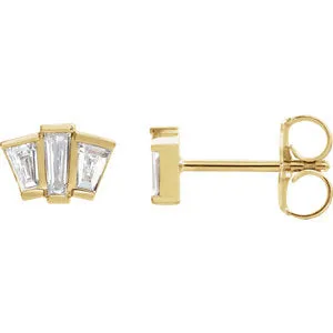 14K Yellow 1/3 CTW Diamond Geometric Cluster Earrings