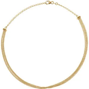 14K Yellow 5-Strand Bead Chain 13-16" Choker