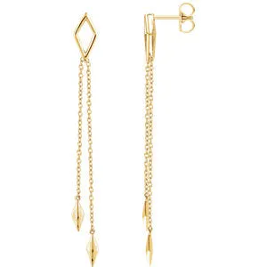 14K Yellow Geometric Chain Earrings