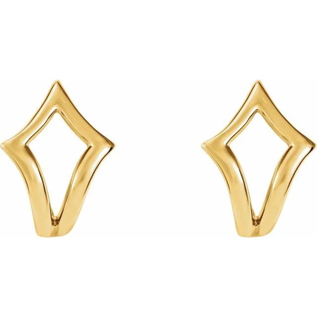 14K Yellow Geometric J-Hoop Earrings