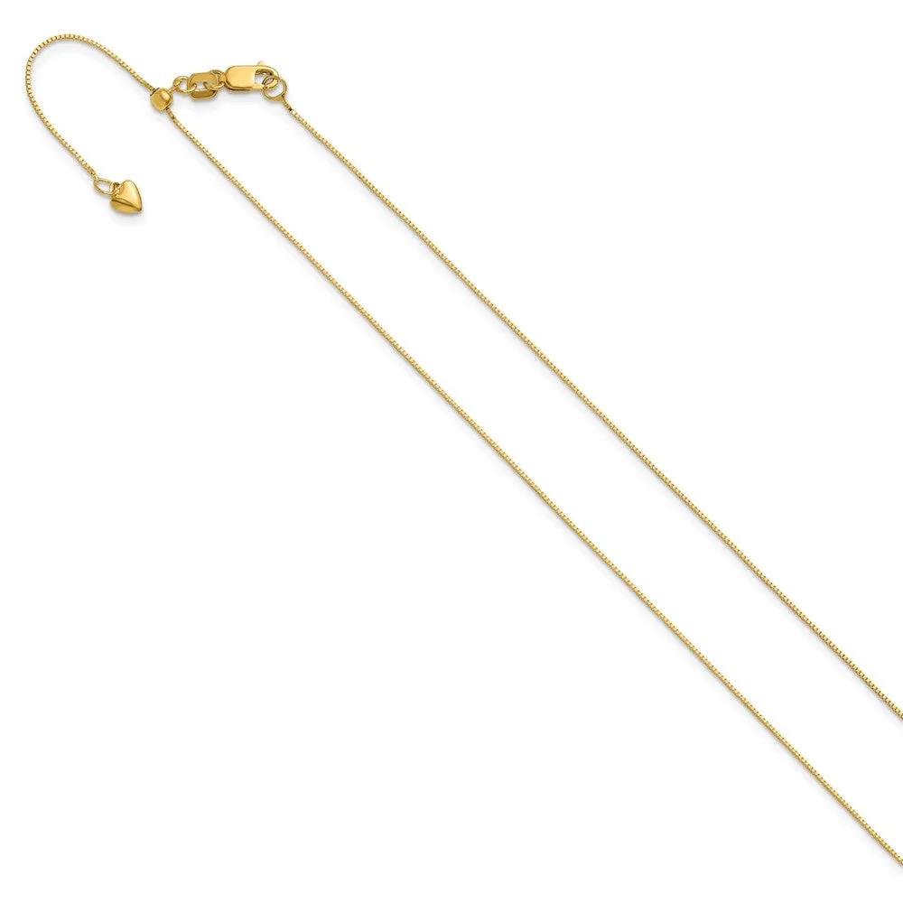 14k Yellow Gold Adjustable .55mm Baby Box Chain