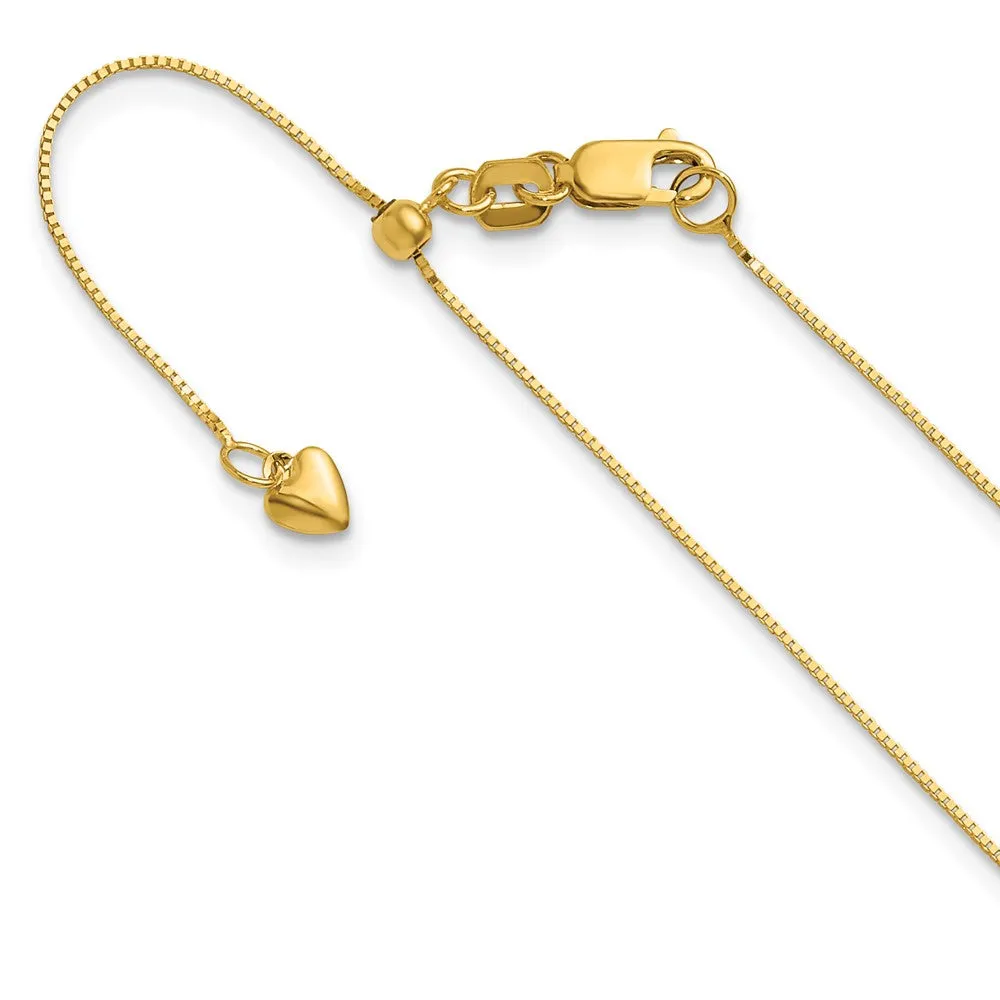 14k Yellow Gold Adjustable .55mm Baby Box Chain
