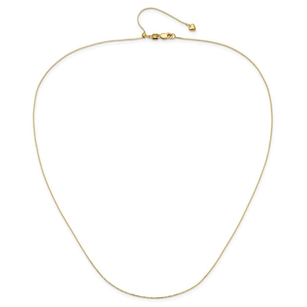 14k Yellow Gold Adjustable .55mm Baby Box Chain