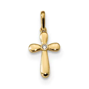 14k Yellow Gold Childrens C.Z Cross Pendant