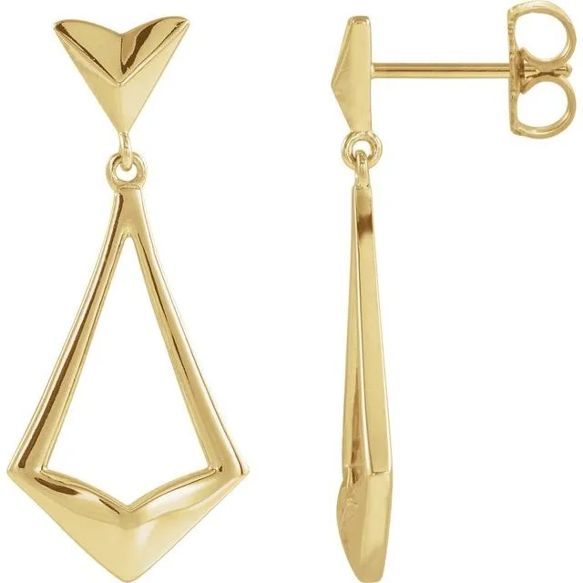 14K Yellow Gold Geometric Earrings