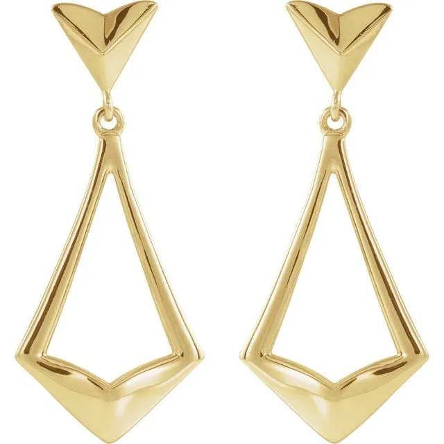 14K Yellow Gold Geometric Earrings