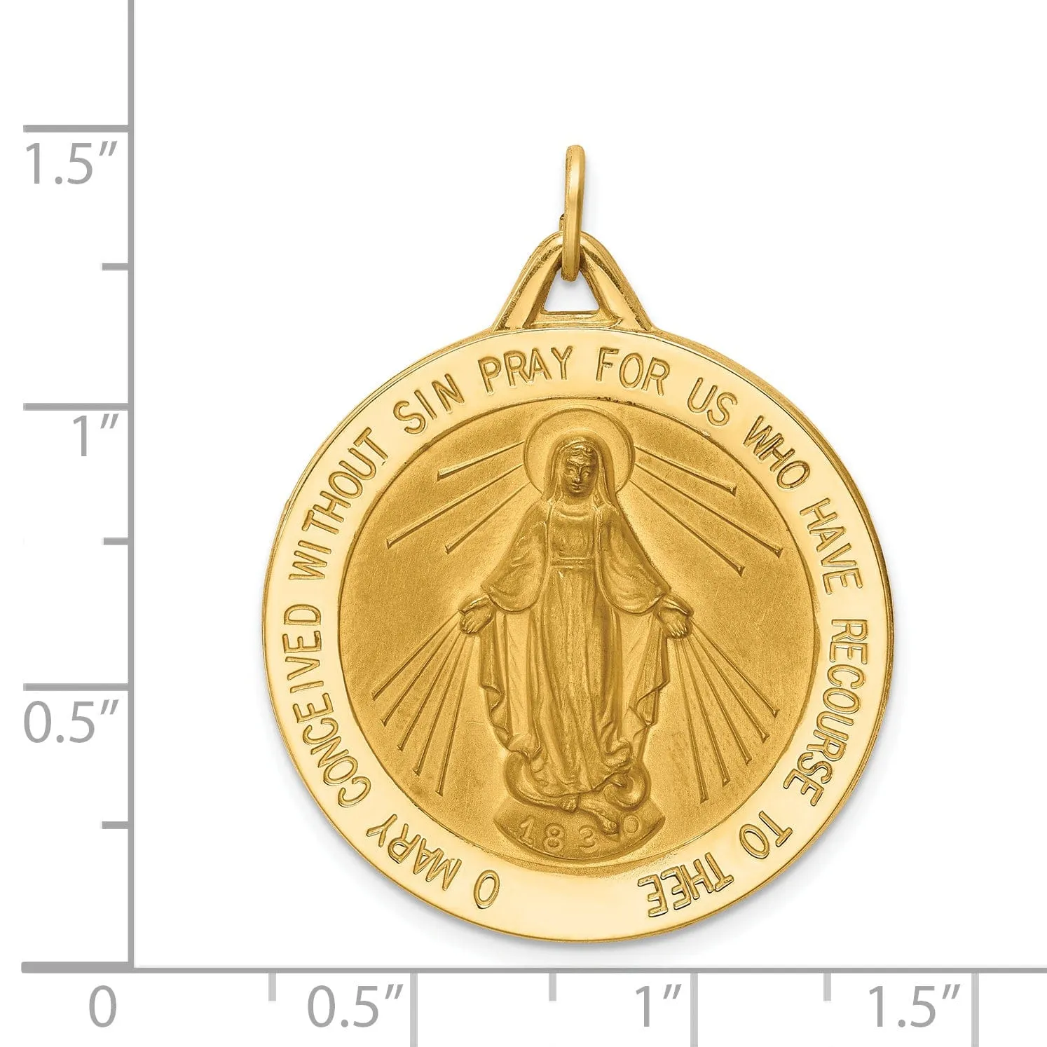 14k Yellow Gold Miraculous Medal Pendant