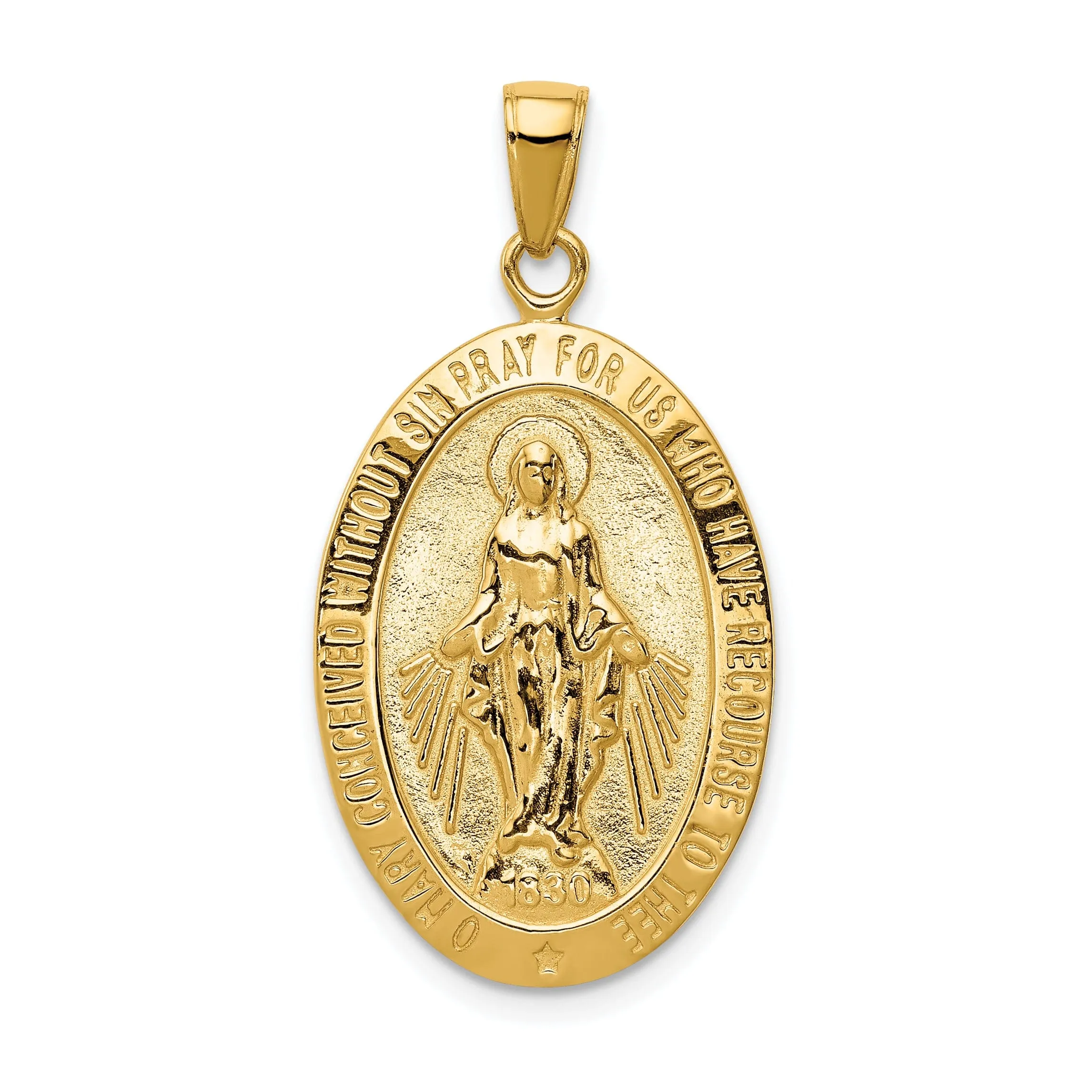 14k Yellow Gold Miraculous Oval Medal Pendant