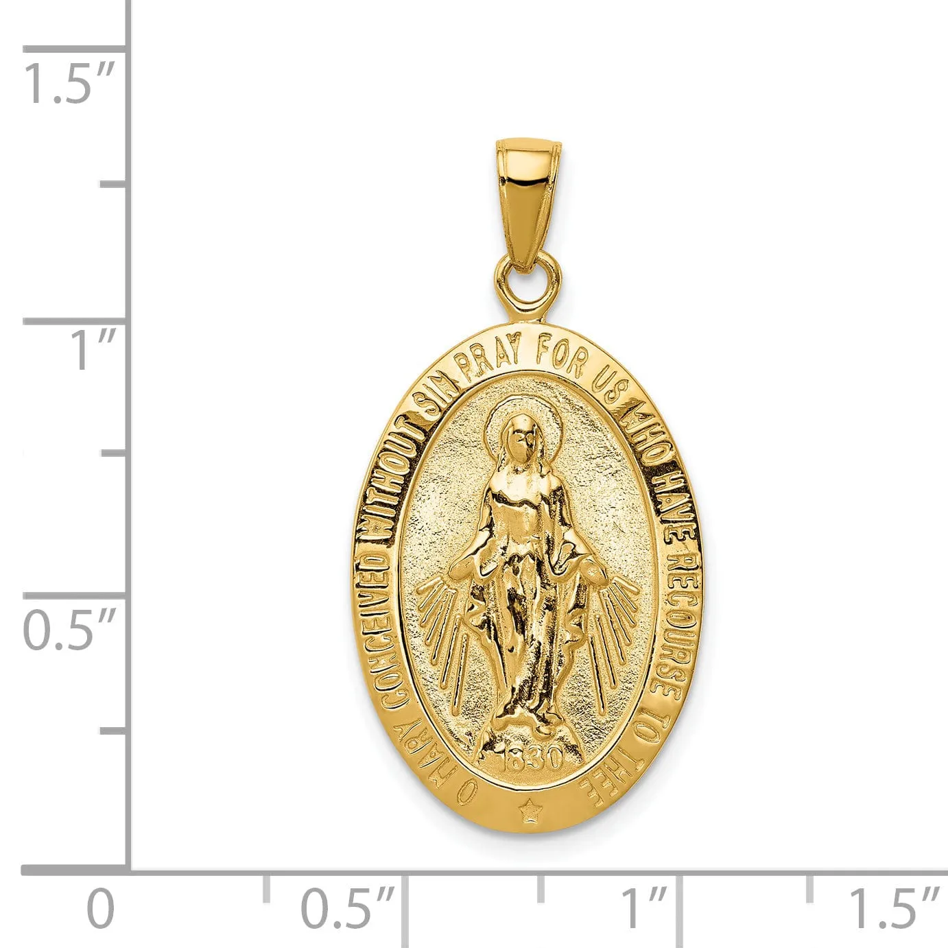 14k Yellow Gold Miraculous Oval Medal Pendant