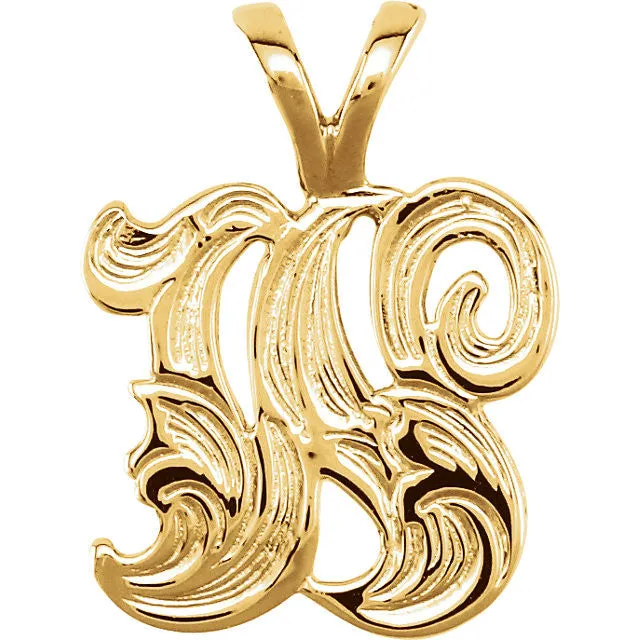 14k Yellow Gold "W" Medium Initial Pendant