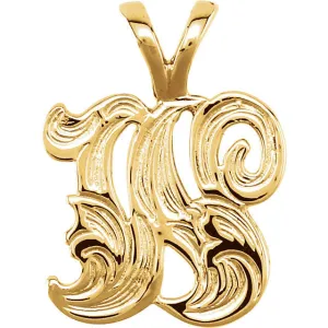 14k Yellow Gold "W" Medium Initial Pendant
