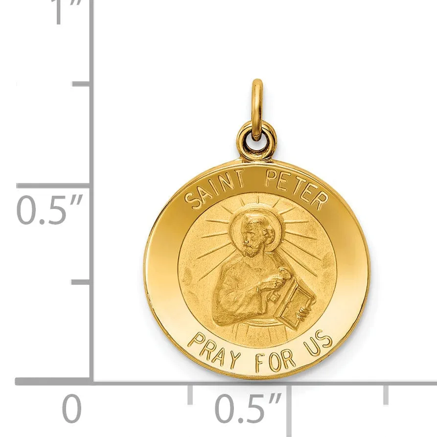 14k Yellow Gold Saint Peter Medal Pendant