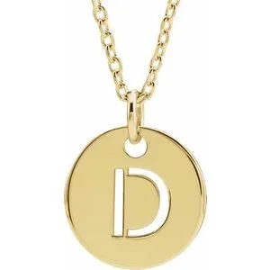 14K Yellow Initial D 16-18" Necklace