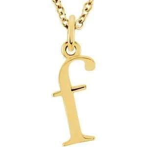 14K Yellow Lowercase Initial f 16" Necklace