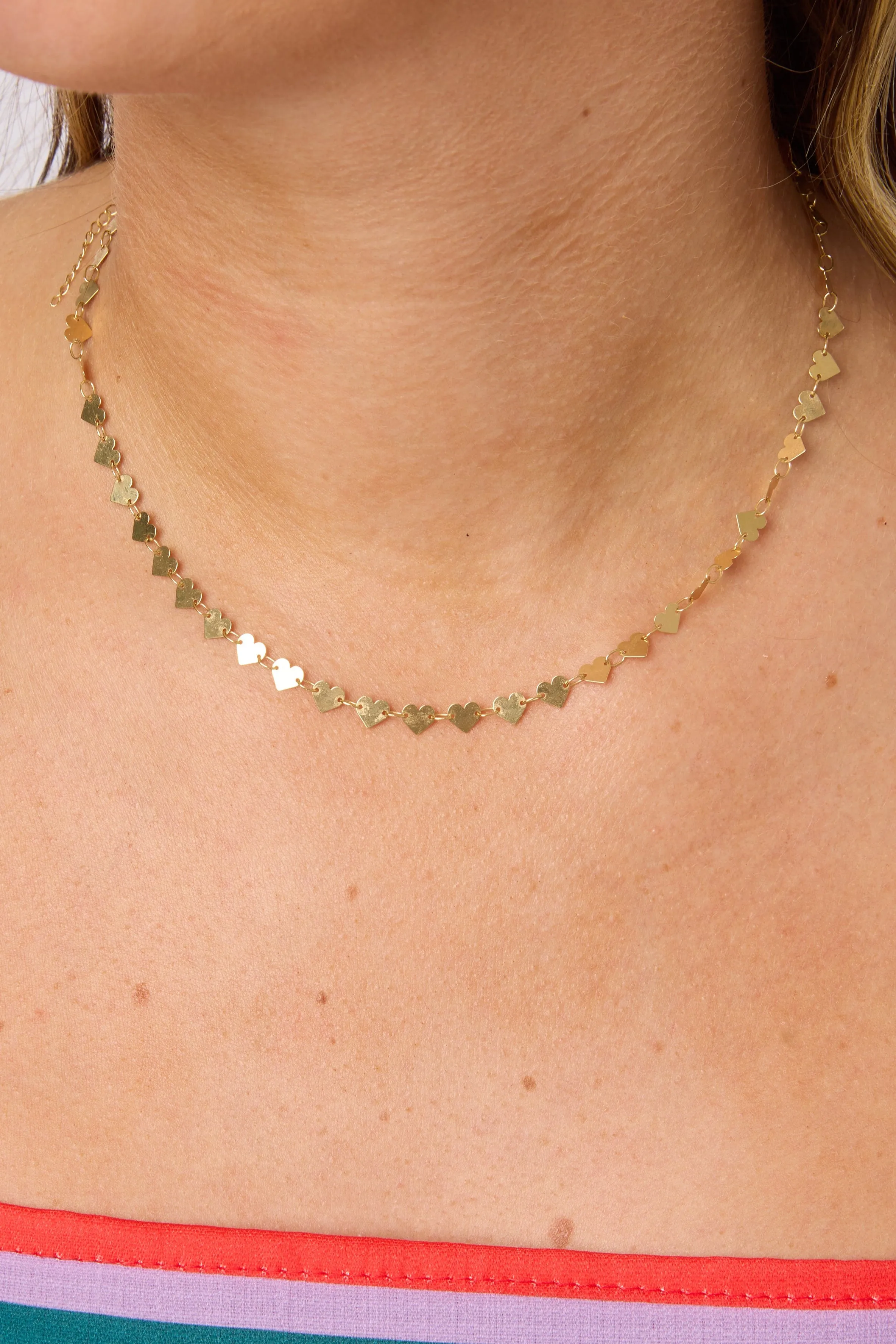 14KY Heart Mirrored Chain Necklace