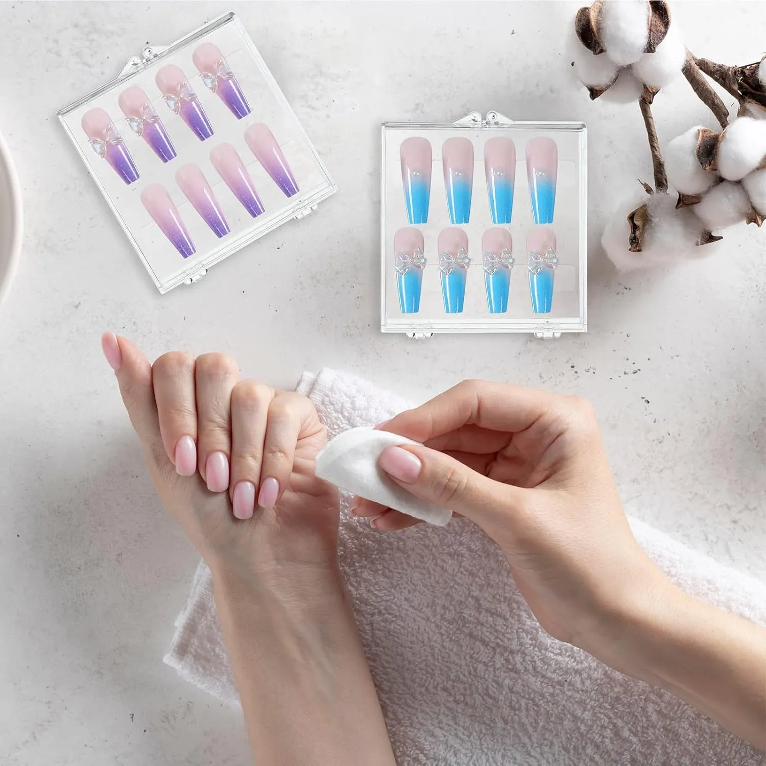 15 Pcs Press on Nail Boxes Nail Display Case 30 Pcs Adhesive Double Sided Tape Press on Nail Packaging Artificial Press on Nail Container Acrylic Storage Organizer for Nail Packaging(Clear)