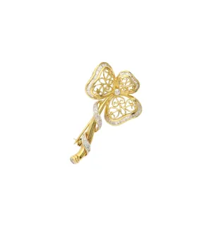 18ct diamond set clover brooch