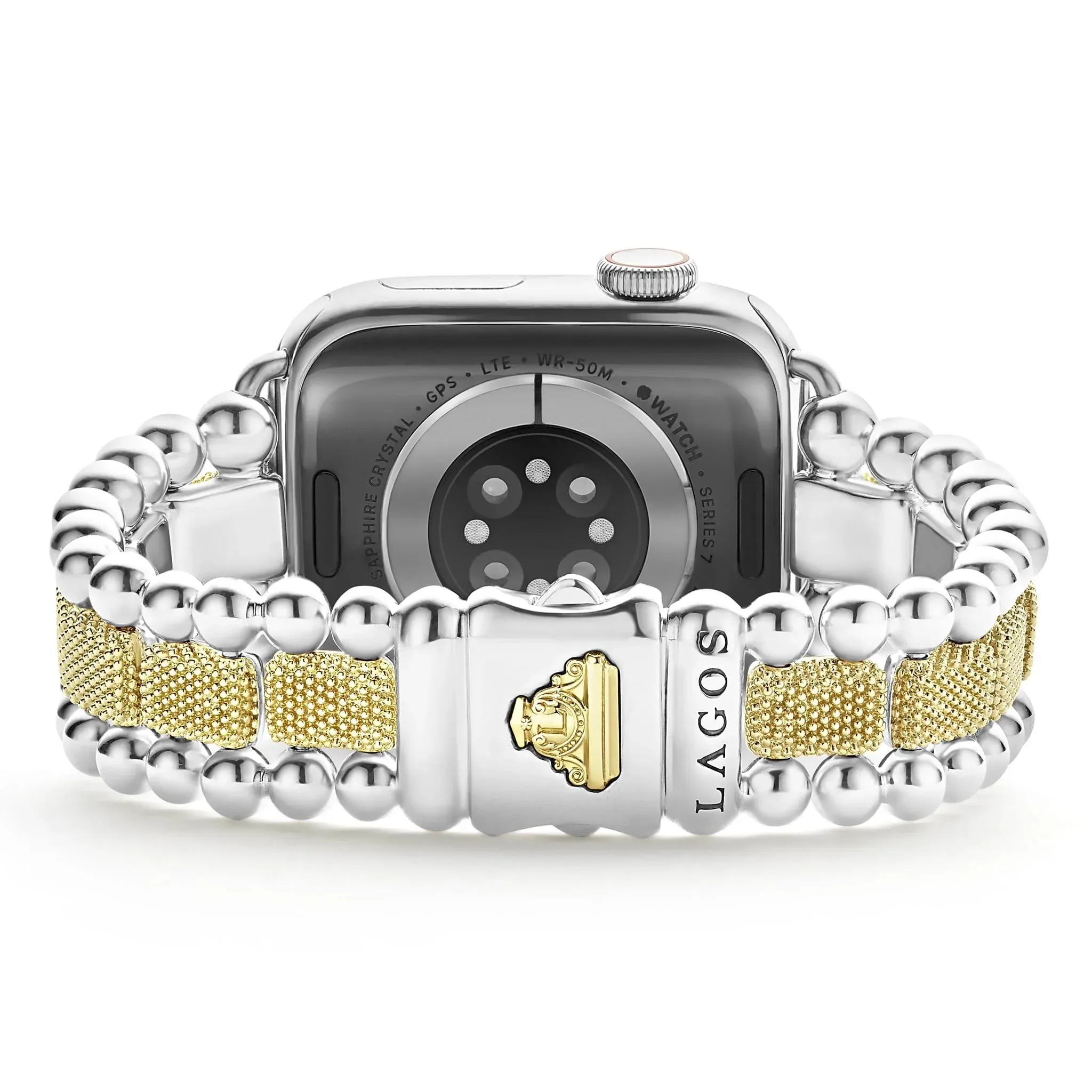 18K Gold and Sterling Silver Caviar Beaded Watch Bracelet-38-45mm