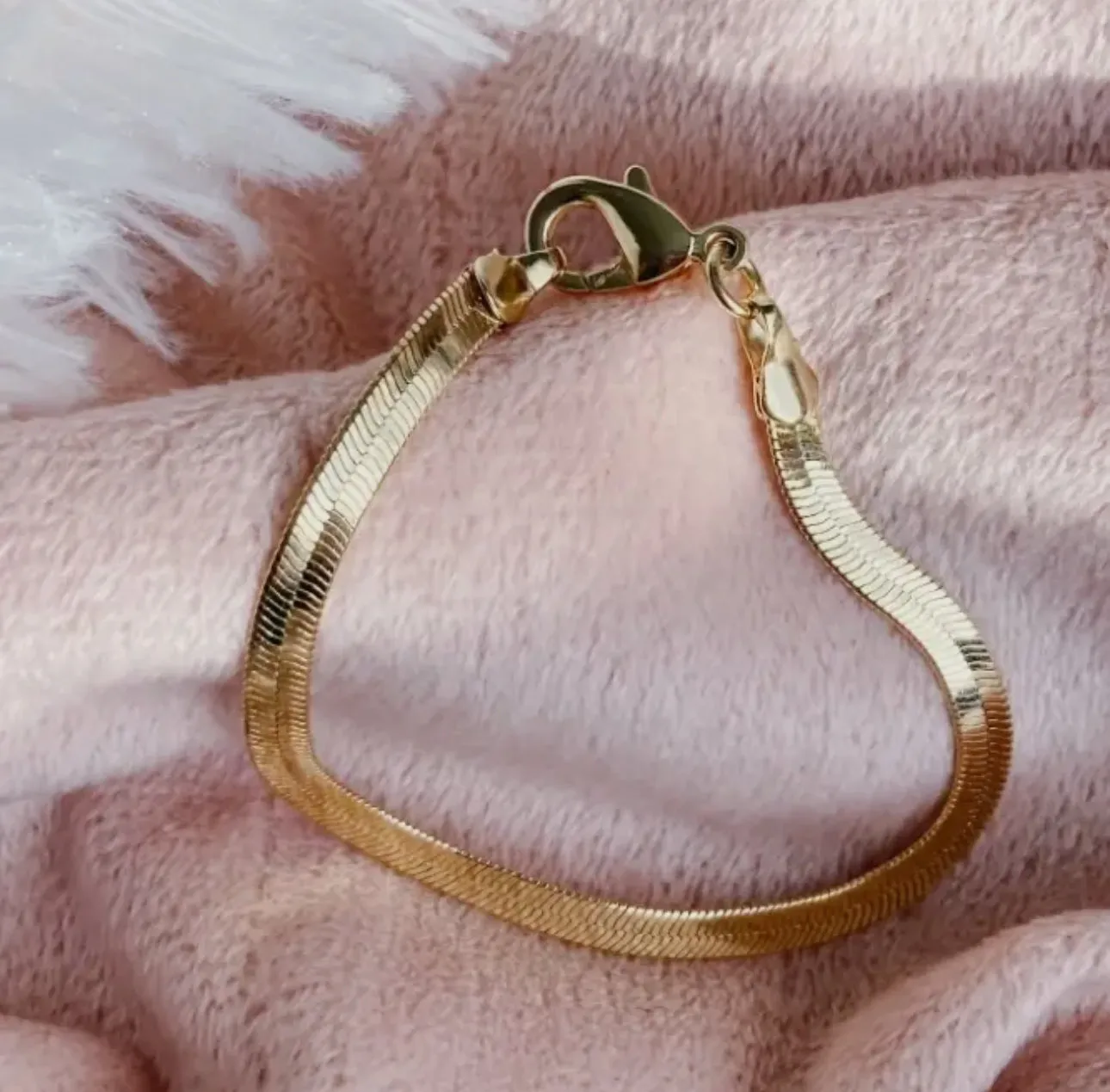 18k Gold Filled Flat Snake Chain Herringbone Bracelet