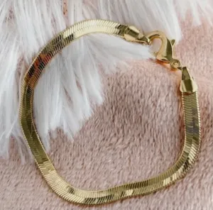 18k Gold Filled Flat Snake Chain Herringbone Bracelet