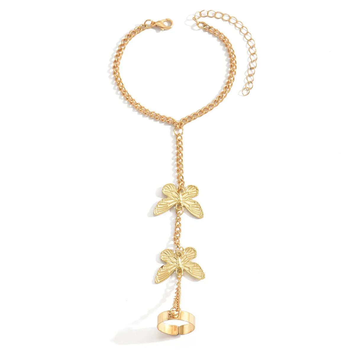 18K Gold-Plated Butterfly Wrist-To-Ring Bracelet