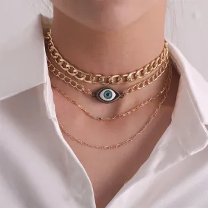 18K Gold-Plated Curb & Figaro Chain Layered Necklace
