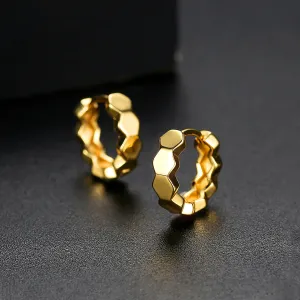 18K Gold-Plated Hexagon Huggie Earrings