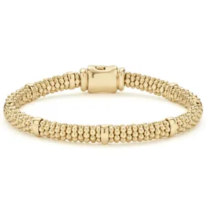 18K Gold Station Caviar Bracelet | 6mm