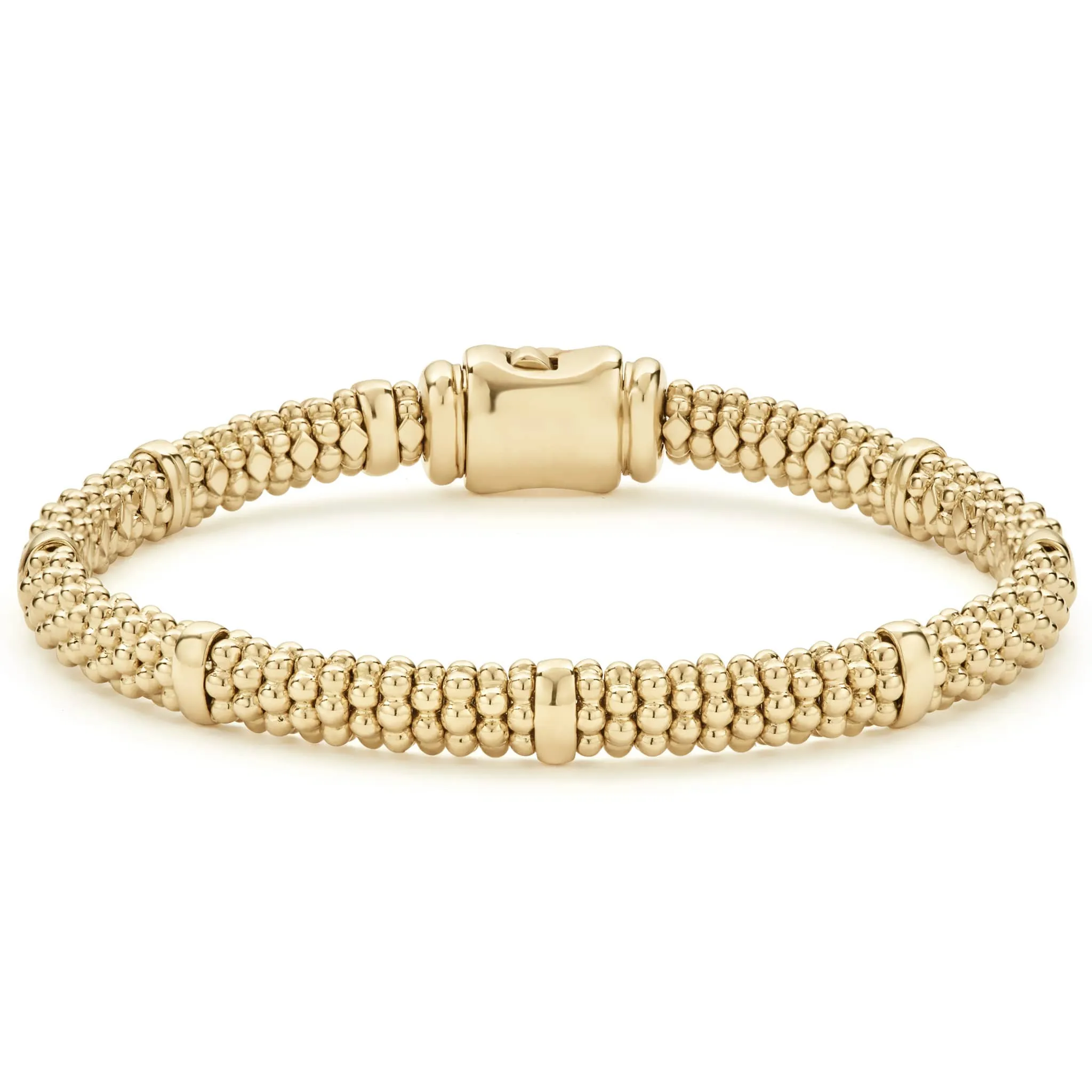 18K Gold Station Caviar Bracelet | 6mm