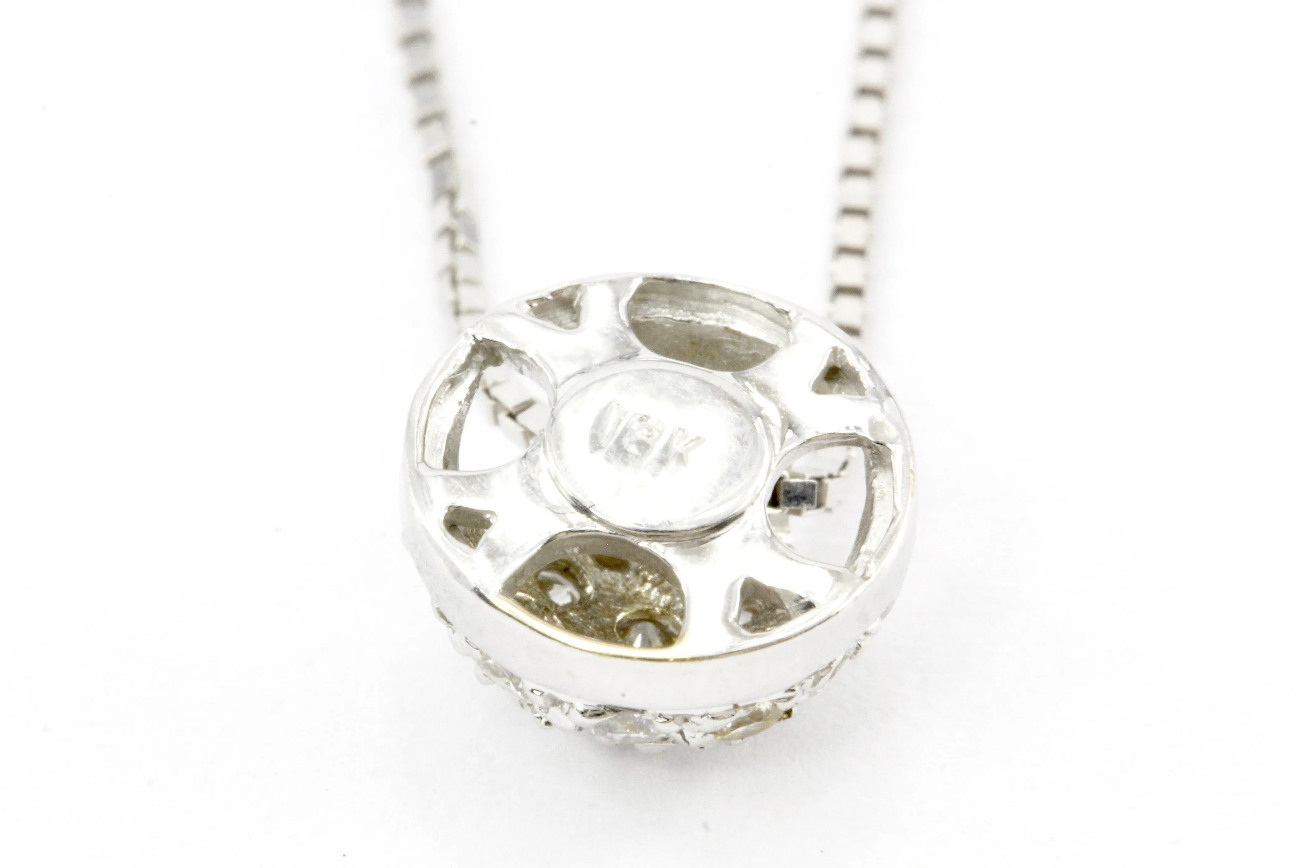 18K White Gold .15 CTW Diamond Pendant Necklace