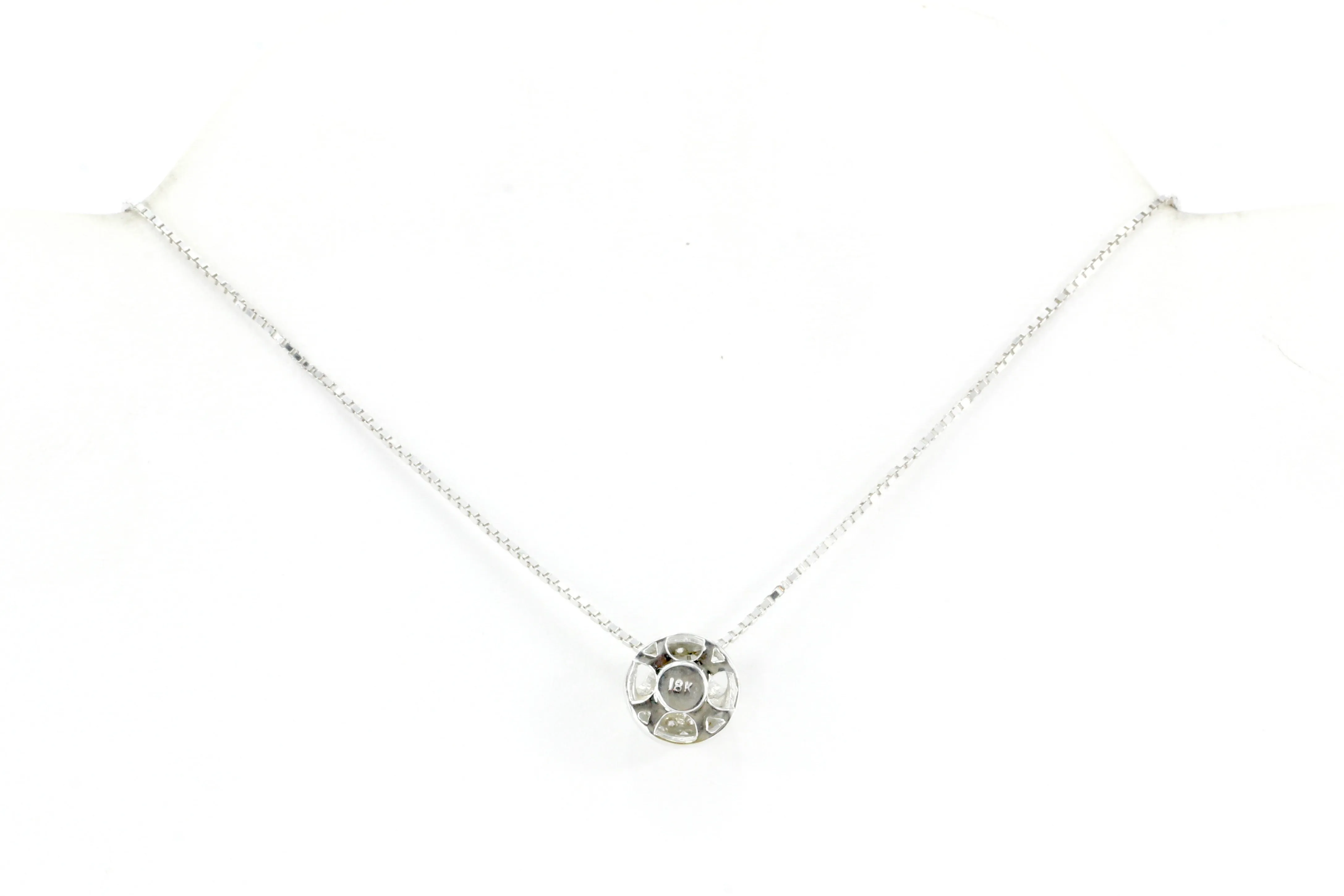 18K White Gold .15 CTW Diamond Pendant Necklace