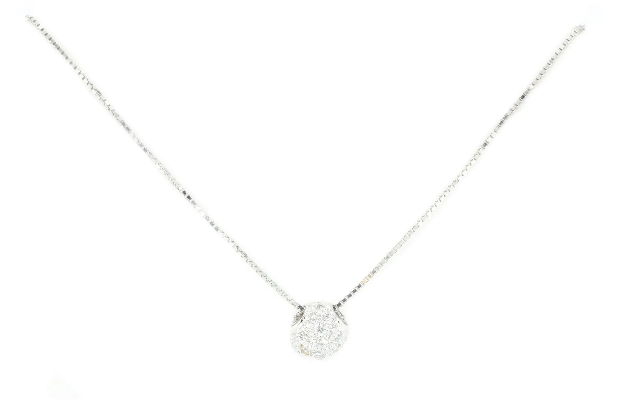 18K White Gold .15 CTW Diamond Pendant Necklace