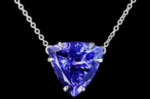 18K White Gold 7.93 Carat Tanzanite & Diamond Pendant Necklace