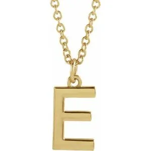 18K Yellow Gold-Plated Sterling Silver Initial E  Dangle 16" Necklace