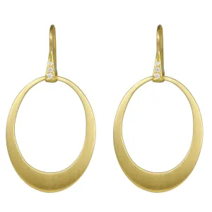 20K Gold Graduated Oval "Doorknocker" Hoop Earrings on Sculptural Pave Diamond Earwires