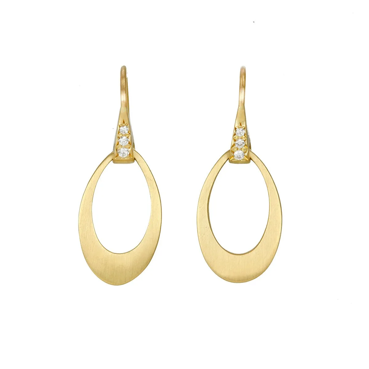 20K Gold Mini "Doorknocker"  Earrings with Diamonds