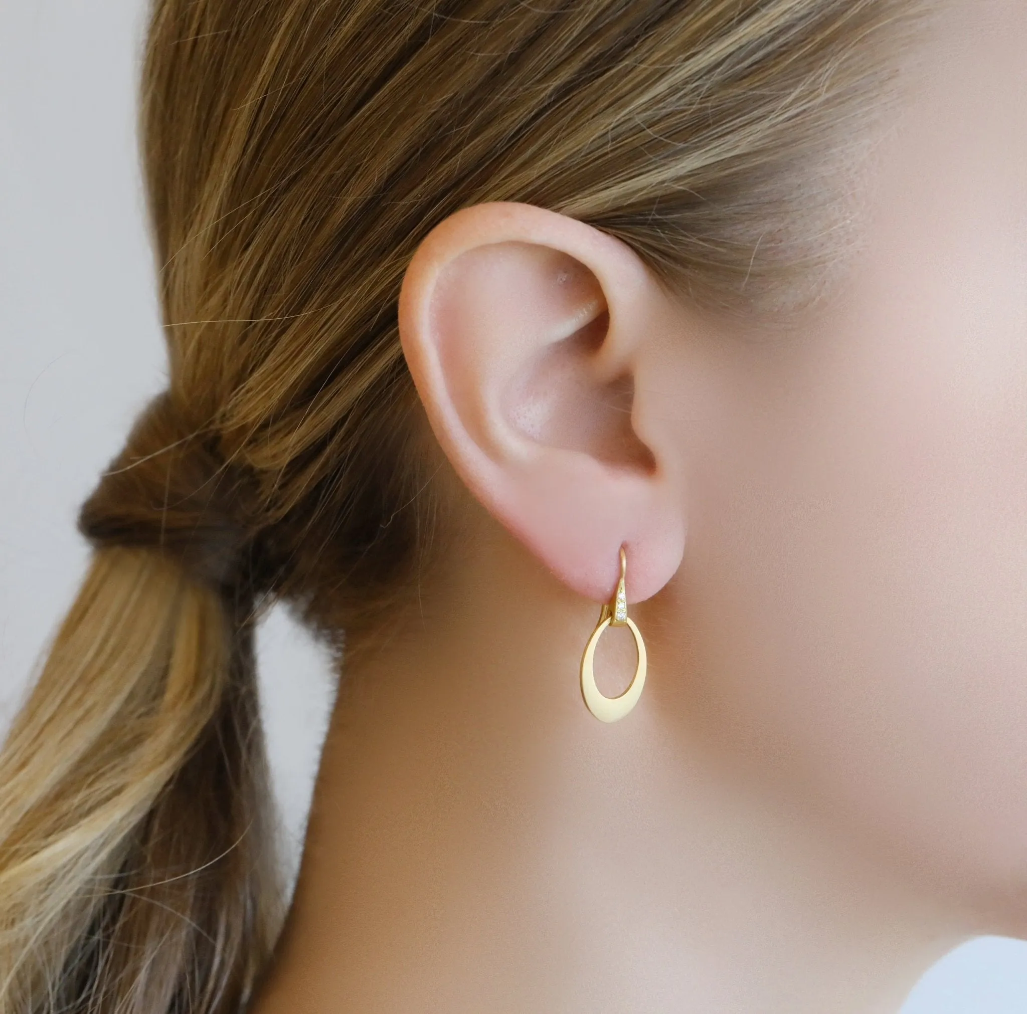20K Gold Mini "Doorknocker"  Earrings with Diamonds