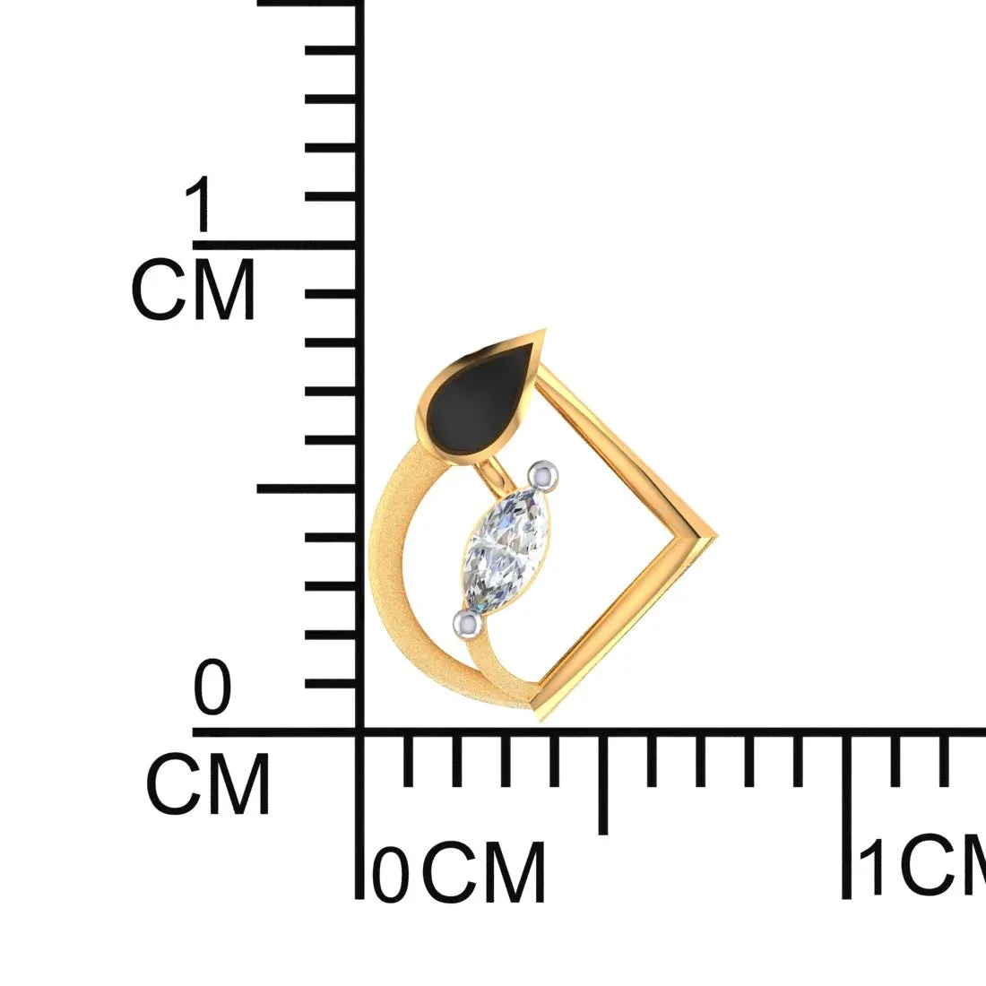 22k (916) Gold Earrings Teardrop Geometric Studs With Black Meena And Embedded Stones