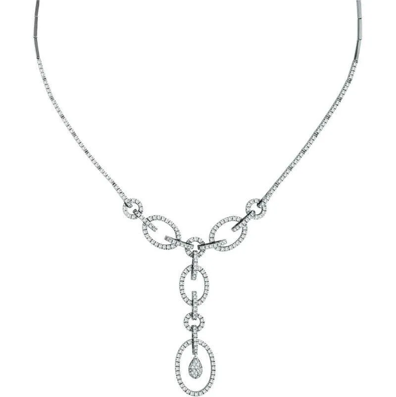 2.53 Carat Natural Diamond Necklace 14K White Gold 16''