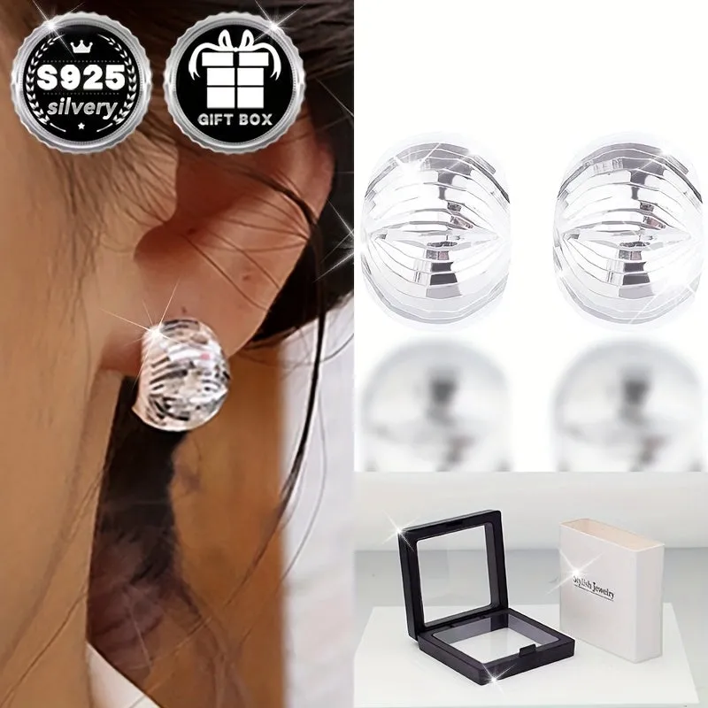 2pcs Geometric Ball Stud Earrings 925 Sterling Silver Lightweight